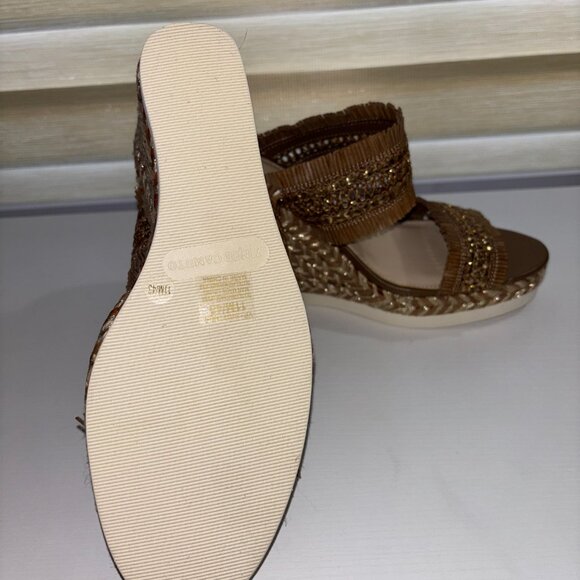 Vince Camuto Brown Woven Raffia Fringe Wedge Sandals – Size 11 - Picture 2 of 5